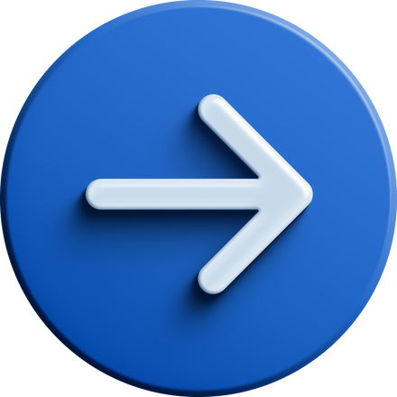 Blue round 3D arrow right icon